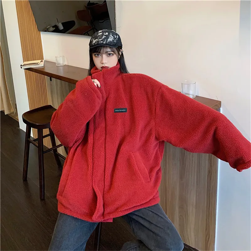 Lamb Wool Coat Women's Winter 2022 New Winter Jacket 2022 Parkas Women Jacket Coat Loose Thick,Both Sides Wear Cotton Clothes