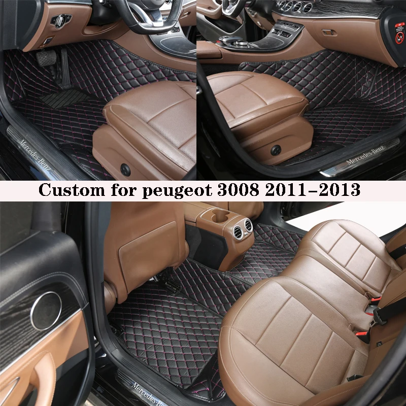 

Car Floor Mat For Peugeot 3008 2011 2012 2013 Rugs Panel Protective Pad Premium Custom Leather Foot Carpet Accessories