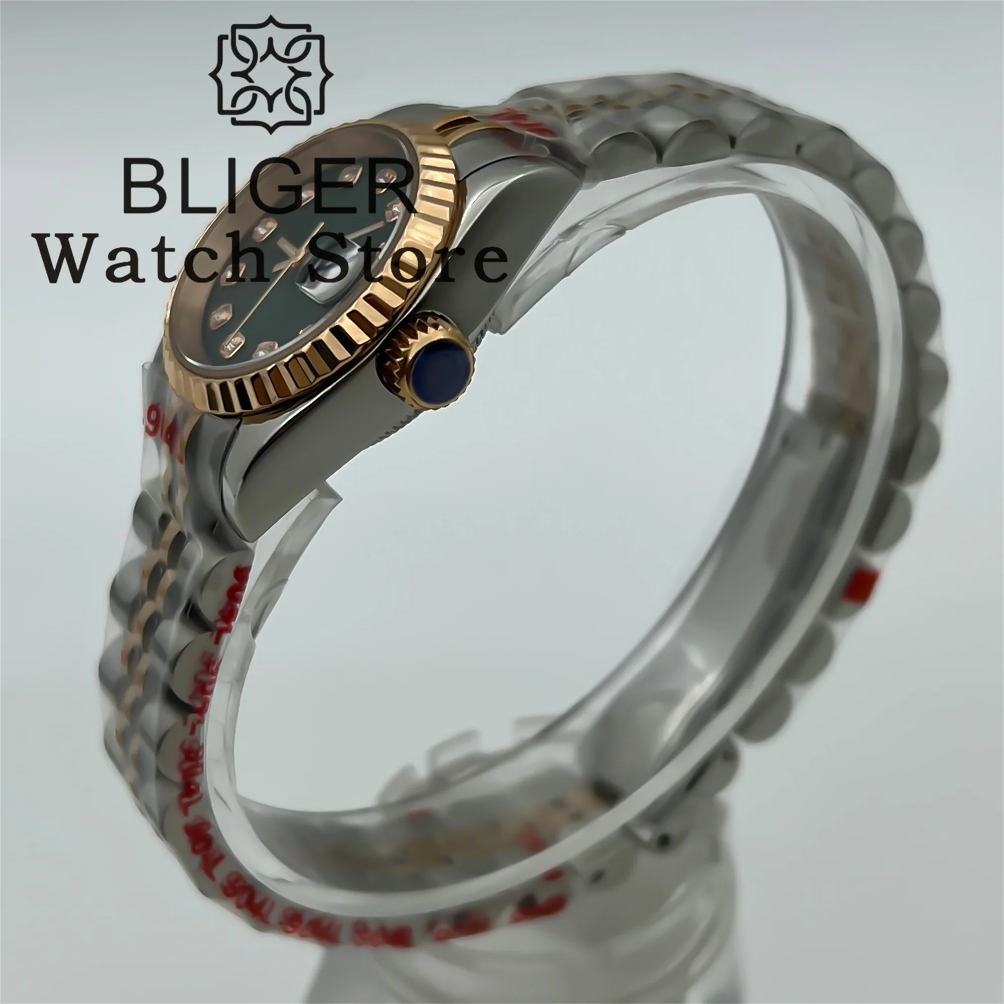 BLIGER 26 мм Серебряные механические часы из розового золота для женщин NH05 Механизм