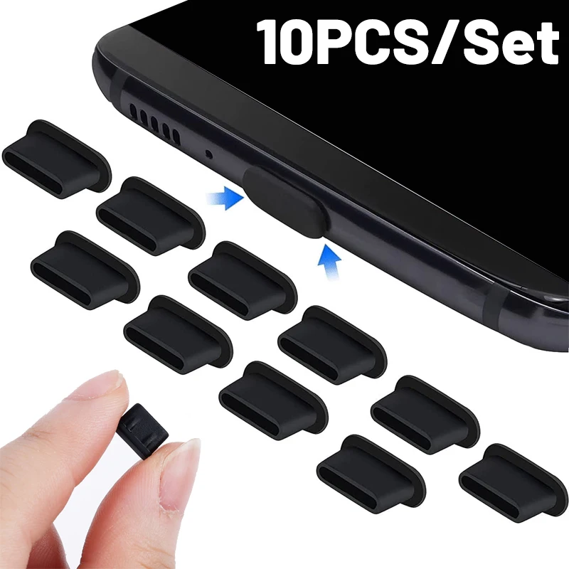 

10Pcs Type-C Dust Plug USB Charging Port Protector Silicone Anti-dust Plug Cover Cap for Samsung Huawei Xiaomi Phone Dustplug