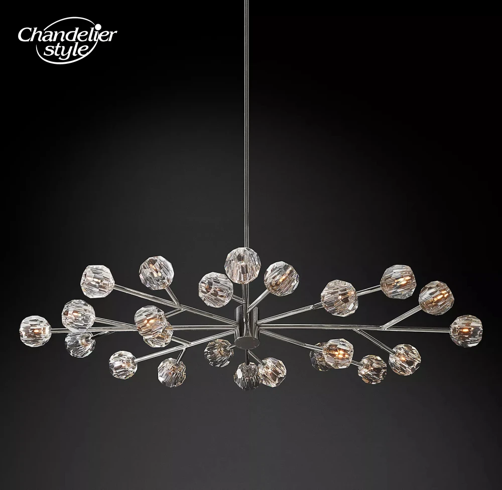 

Boule De Clear Crystal Oval Chandeliers Modern Tree Branch LED Ball Lights Fixture Living Room Dining Room Farmhouse Lamps Decor