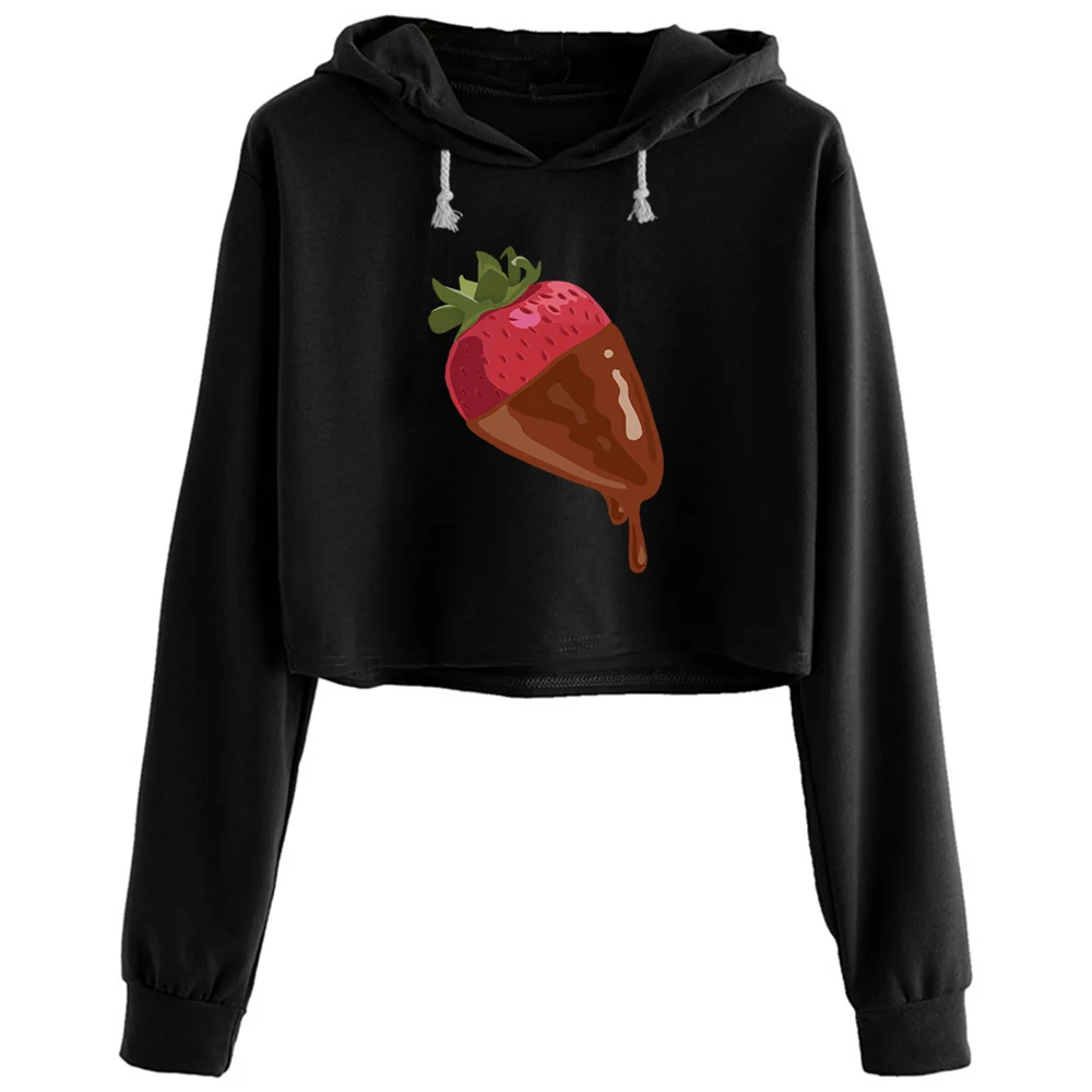 

Strawberry Dipped In Chocolate Hoodies Women Goth Grunge Harajuku Anime Pullover For Girls