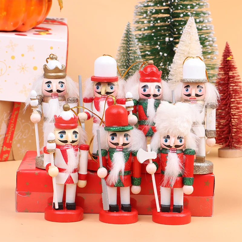 

1PC/1Box 10CM Cartoon Nutcracker Puppet Soldier Ornament Christmas Tree Pendant Desktop Decor Mini Soldiers Band Doll[Random]