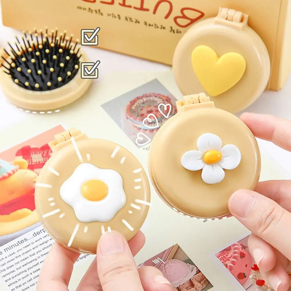 Яйца Мультфильм 2 в 1 набор расчесок с зеркалом сердце цветок бант подушка