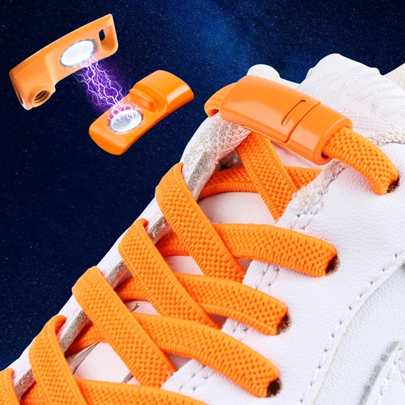 

Colorful Magnetic Lock Shoe laces Elastic Sneakers Shoelaces No Tie Shoelace Kids Adult Flat Quick Laces for Shoes Accessories