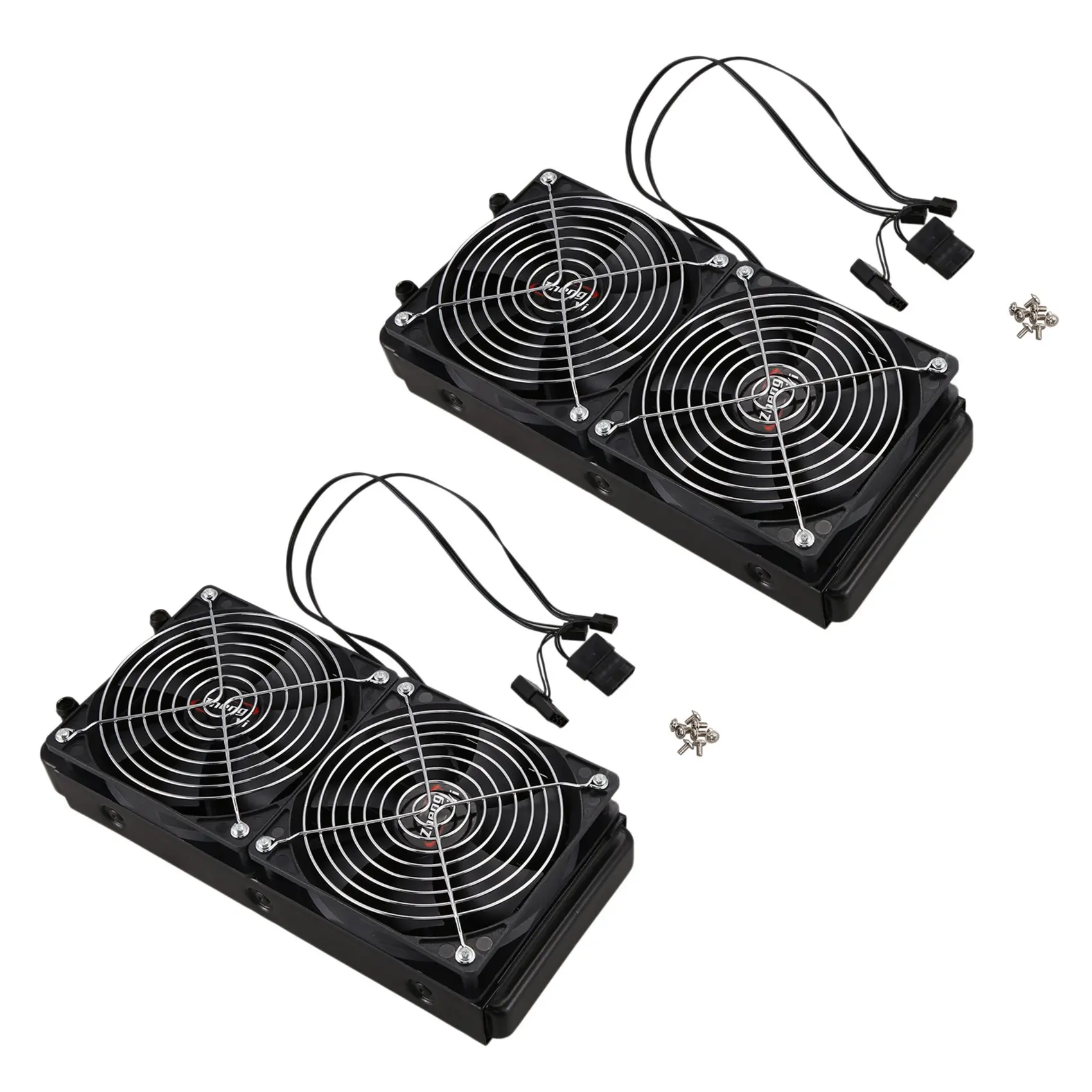 

2X Aluminum 240Mm 10 Pipe Water Cooling Cooled Row Heat Exchanger Radiator With Fan For CPU PC Water Cooling System