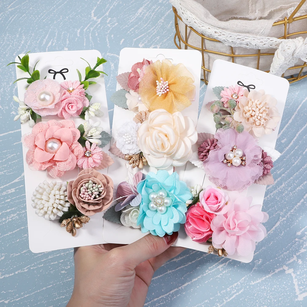 

Заколки для волос с искусственными цветами для девочек, аксессуары для волос в подарок, 3 шт./компл.