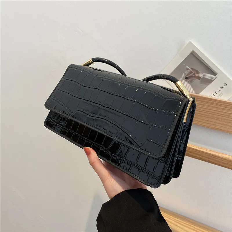 

New Stone Texture Candy Color Small Square Bag Spring Western Style New Small Bag Fashion Hand-held One-shoulder Messenger Bag