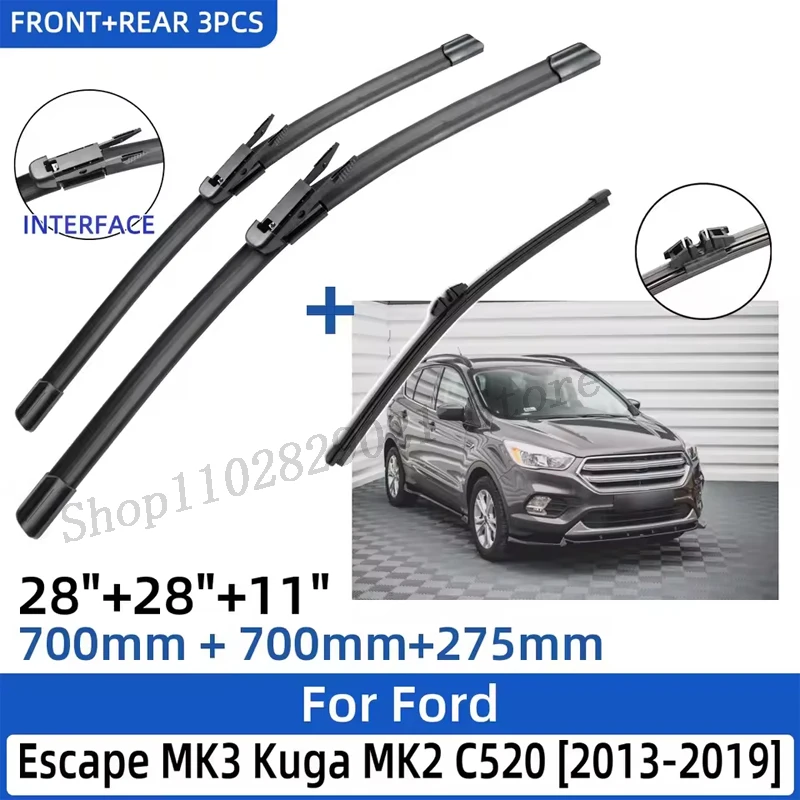 

Для Ford Escape MK3 Kuga MK2 C520 2013-2019 28 "+ 28" + 11 "передние и задние щетки стеклоочистителя, лобовое стекло, аксессуары для резки окон