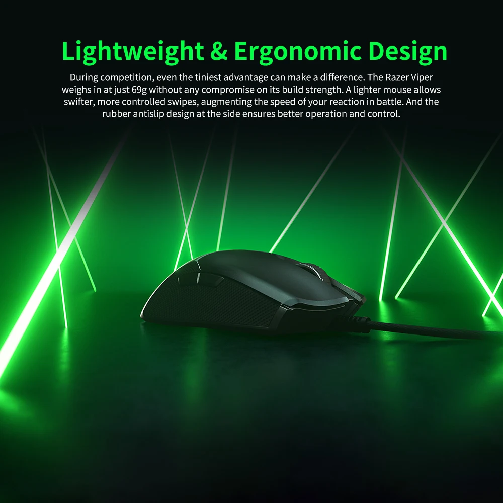 Игровая мышь Razer Viper Ультралегкая Ambidextrous проводная 16000DPI оптический сенсор Chroma RGB