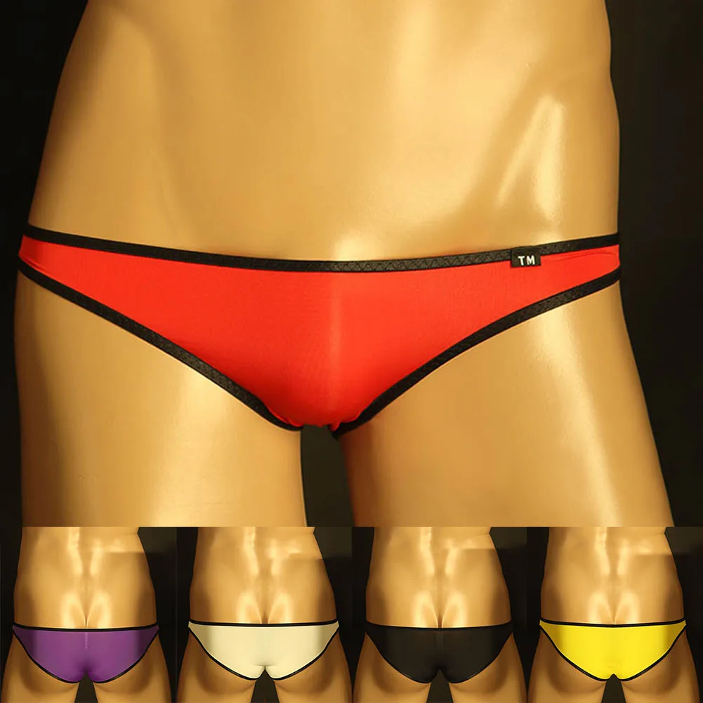 

Sexy Mens Ice Silk Briefs Pouch Panties Underpants Lingerie Underwear Low Rise Elastic Bikini Slip Homme