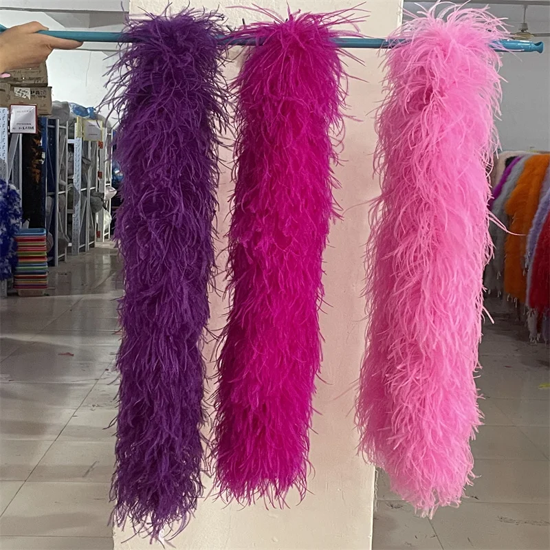 

2 Meters Ostrich Feathers Boa Thick for Wedding Carnival Party Decor Plume Shawl/Scarf Costume Clothing Sewing Accessories