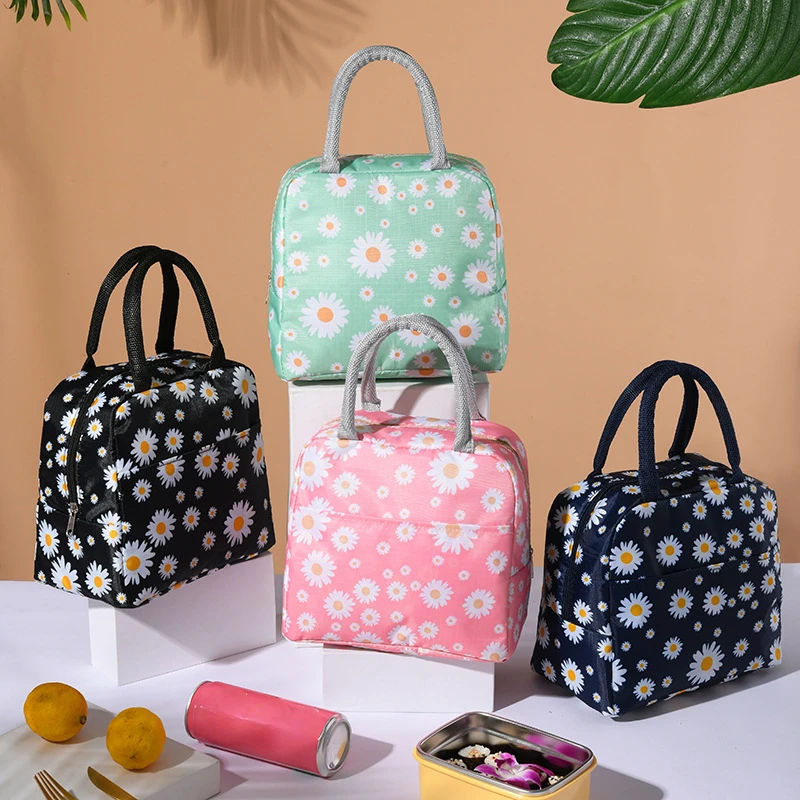 

Bag Fashion Lunch Portable Print Insulation Thermal Outdoor Multifunctional Lunch Ice Daisy Box Women Box Storage For Cold Bag