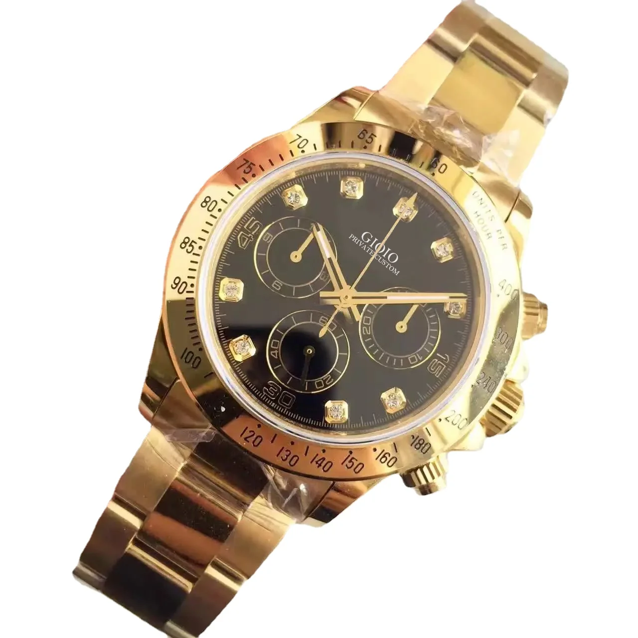 

men Automatic Mechanical watch Black White Gold Diamond
