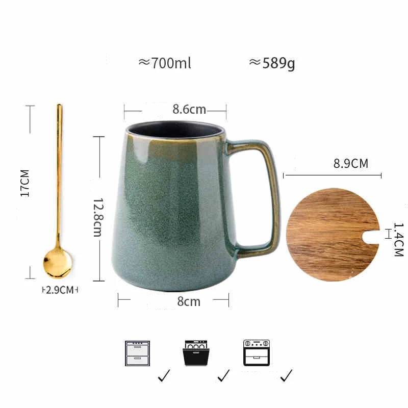 

Керамическая кружка 700 мл зелёно-серая