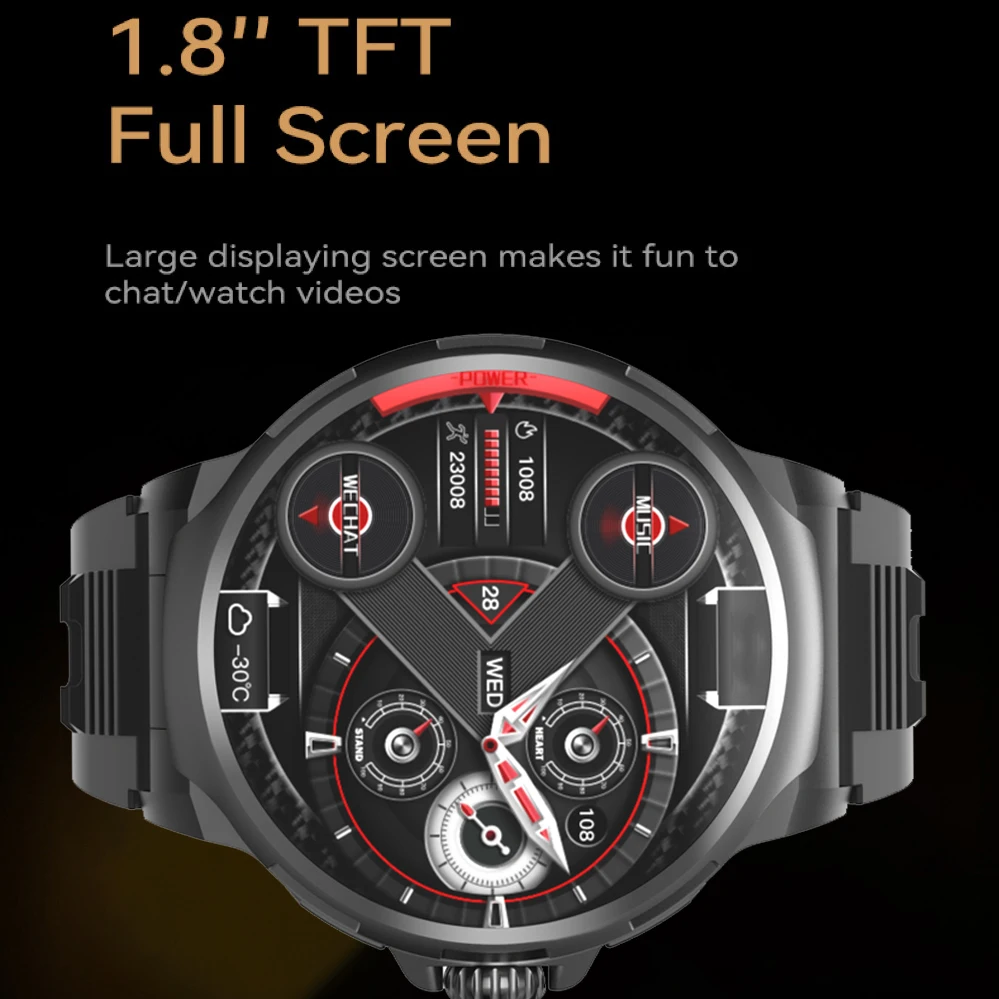 Смарт-часы с видеозвонком 4G масштабируемая вращающаяся камера пульсометр