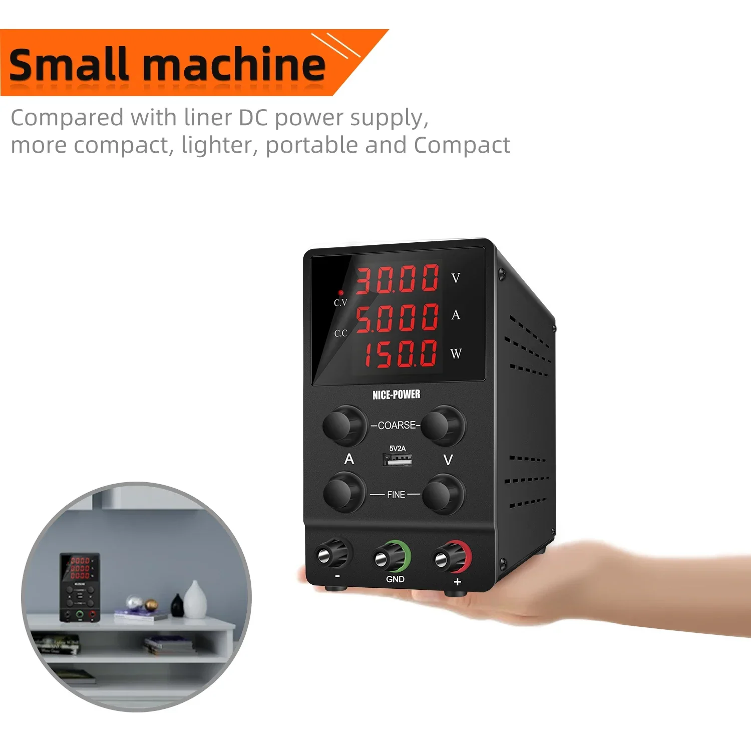 Регулируемый источник питания постоянного тока Nice Power SPS305 30 В 5 А черный с