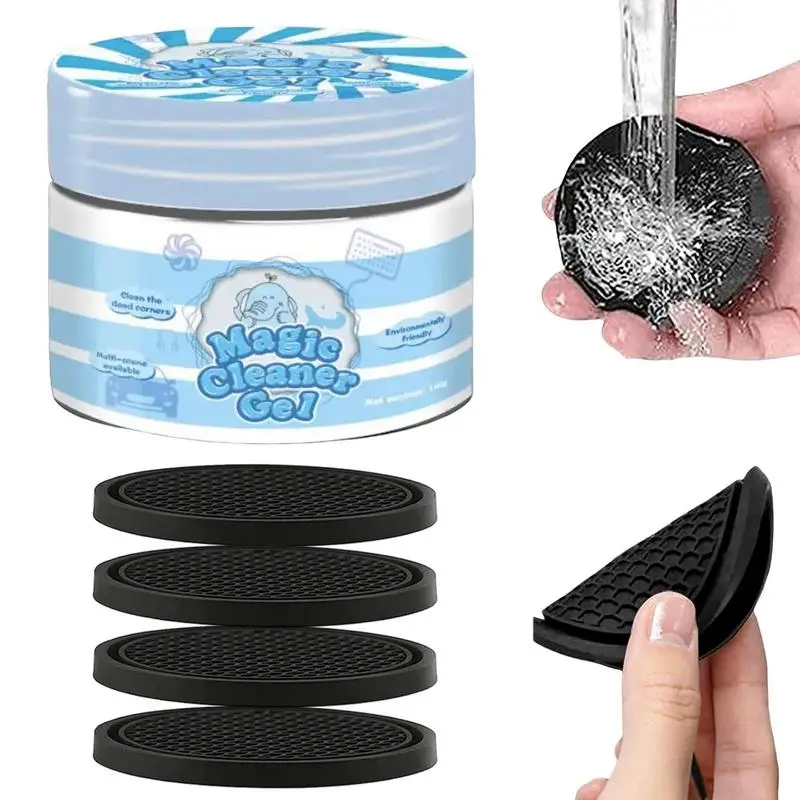 

Car Cleaning Gel Car Cleaning Putty With Car Coaster Reusable Car Interior Cleaner And Dust Remover For Audio Panels Keyboard