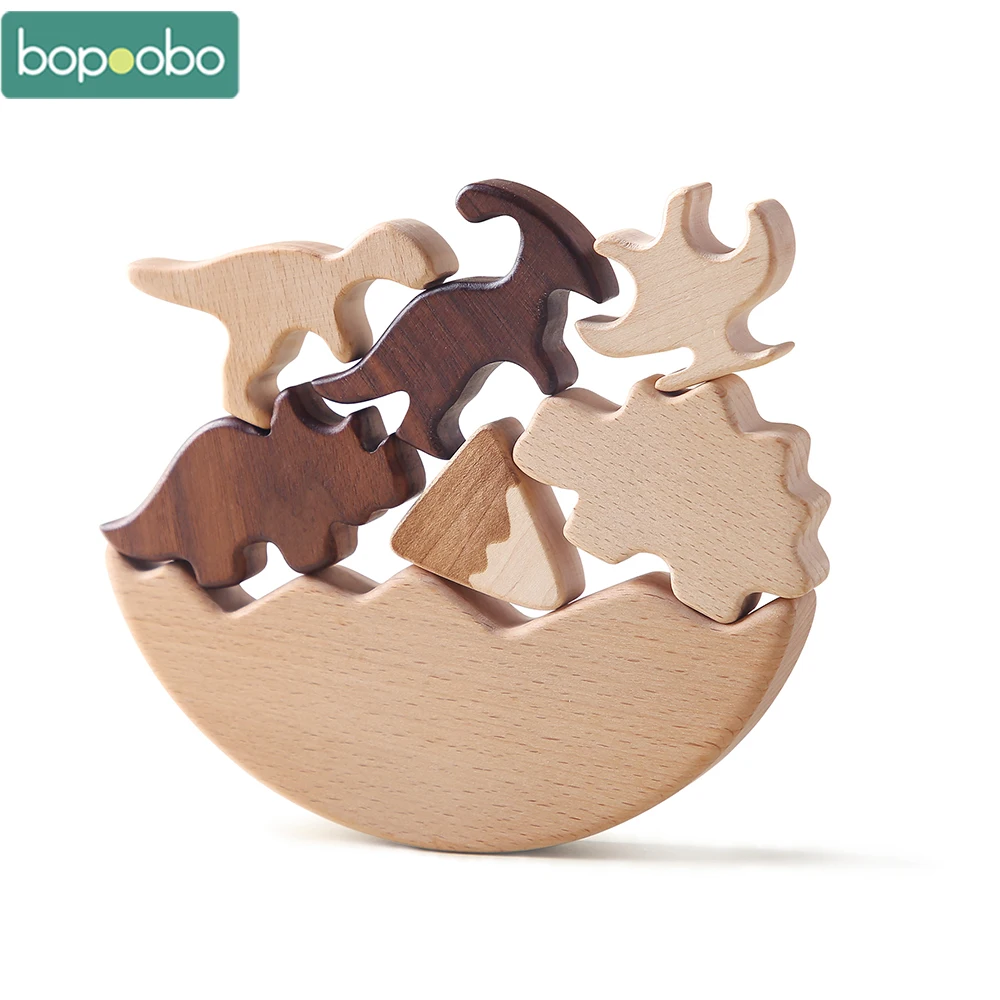 

Baby Wooden Dinosaur Set Montessori Toy Children's Puzzle Stacking Blocks Teether Educational Game Toys For Baby Gift Set