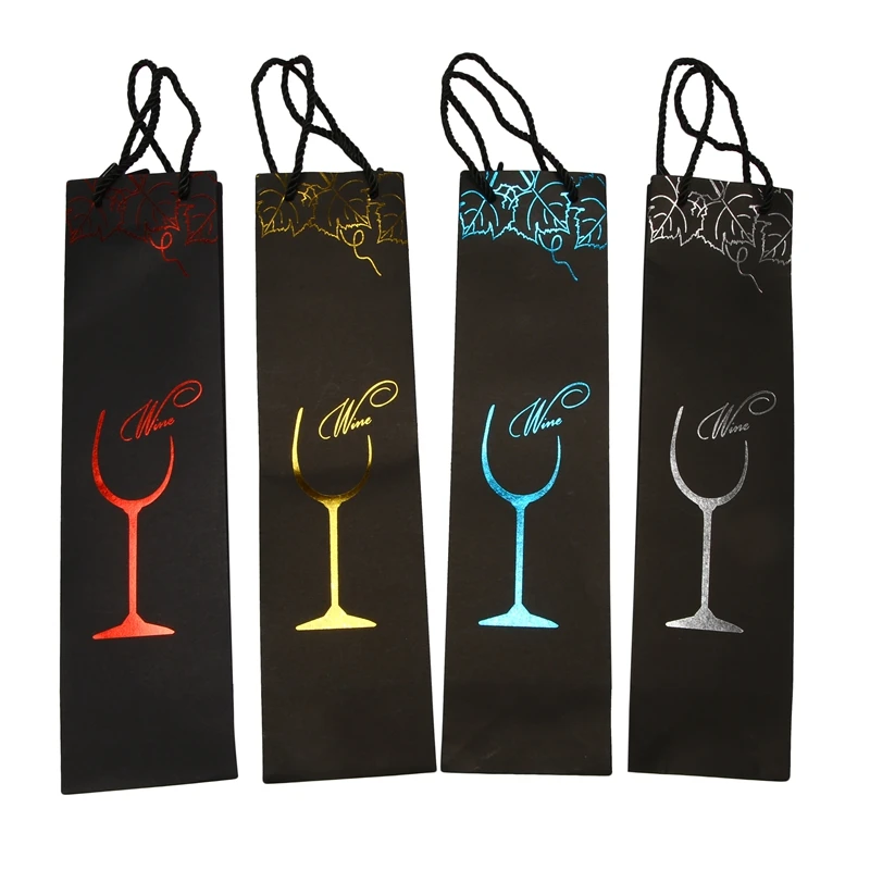 

12Pcs Kraft Paper Wine Bags Gift Bag Red Wine Gift Bags Single Bottle Tote Wine Hand Bag Carry Bag Organizer Bags (Random Color)