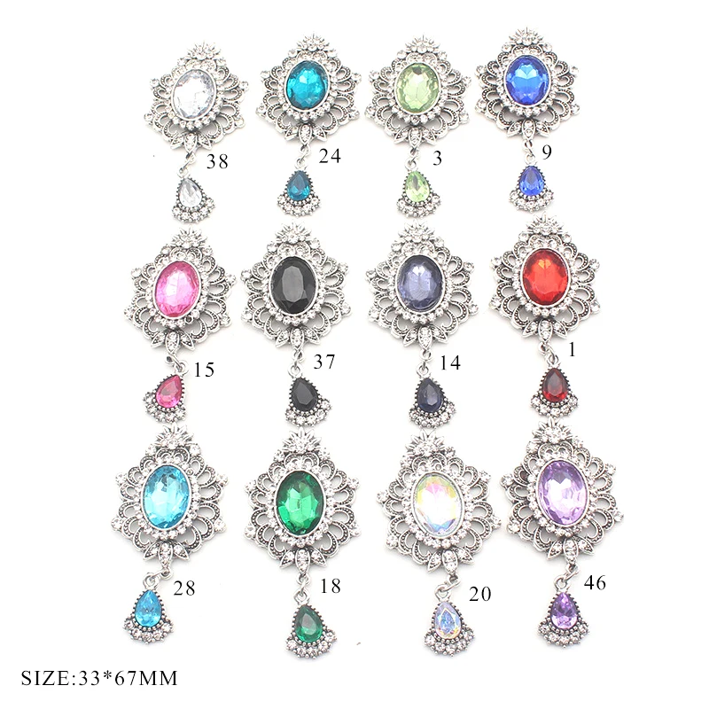 

1Pc Flat Brooch Pendants 33*67mm Alloy Shiny Delicate Brooch Decorated Crystal Wedding Invitation Holiday Ideas Decorative