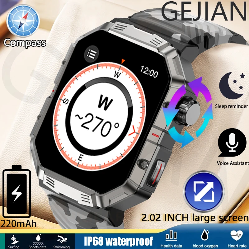 

GEJIAN New Bluetooth call Smart Watch Men IP68Waterproof Outdoor Sports Fitness Tracker Health Monitor Smartwatch Android IOS