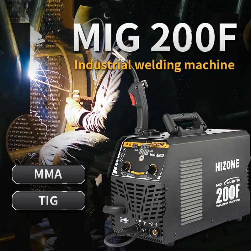 сварочный полуавтомат HIZONE MIG 200F аппарат 3 в 1 инвертор 220 В MMA LIFT TIG промышленный