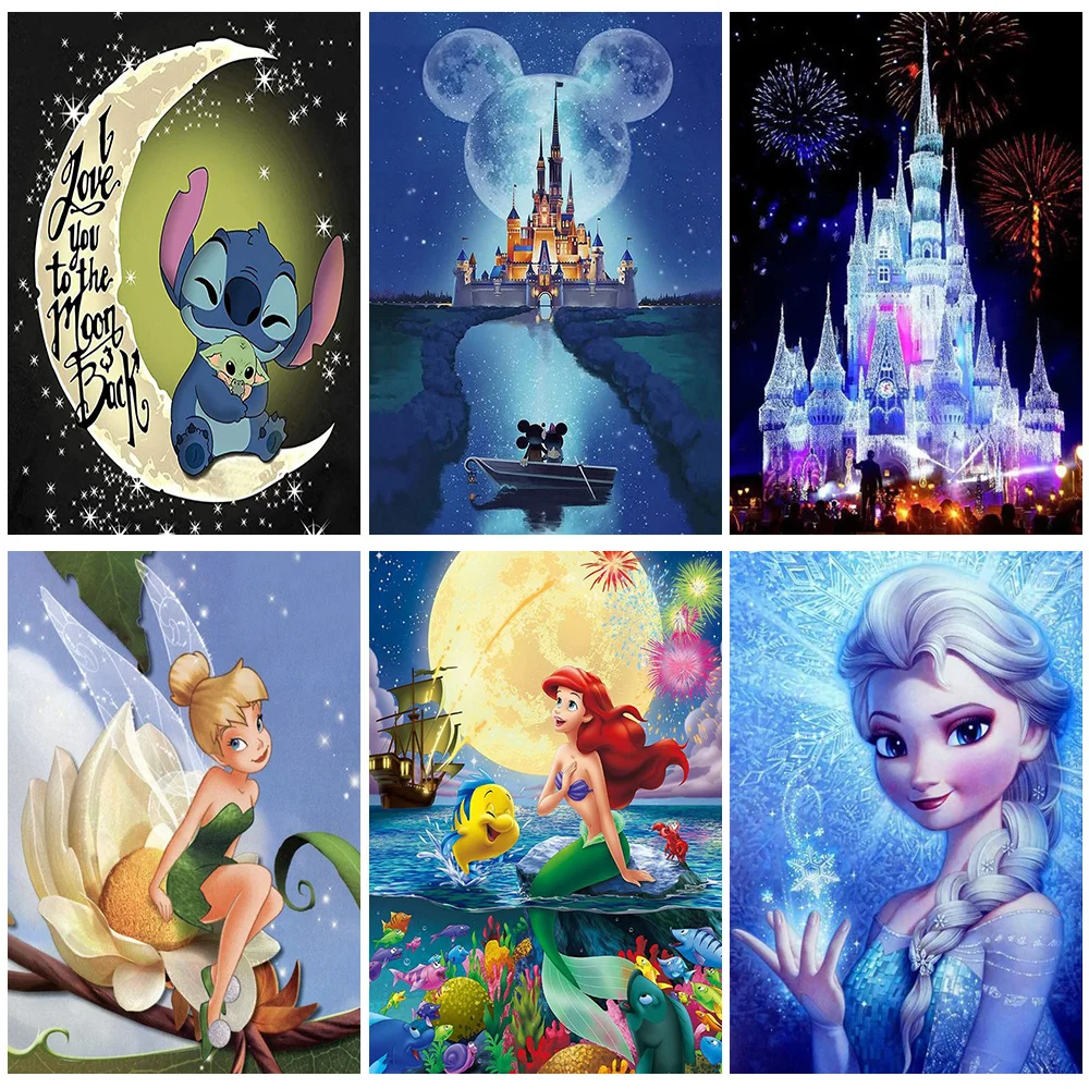 

Disney Princess Full Drill 5D DIY Diamond Painting Cartoon Mickey Mouse Castle 3D Embroidery Cross Stitch Mosaic Art Home Decor