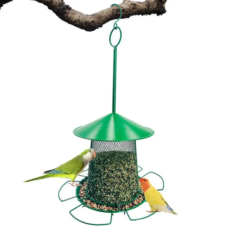 

Metal Bird Feeder Squirrel Proof Hanging Bird Feeder Retractable Outdoor Feeder With 6 Perches Large Capacity For Finch Sparrow