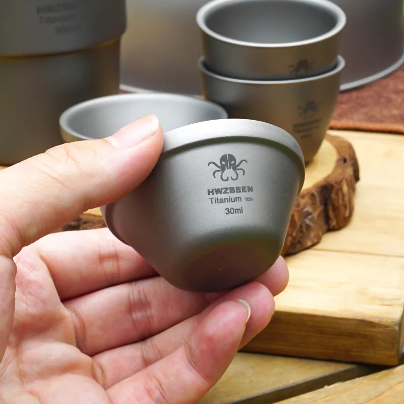 New Titanium Alloy Outdoor Tea Cup Small Wine Cup Drinking Pure Titanium Light Mini Cup High Quality Survival Dinner Equipment