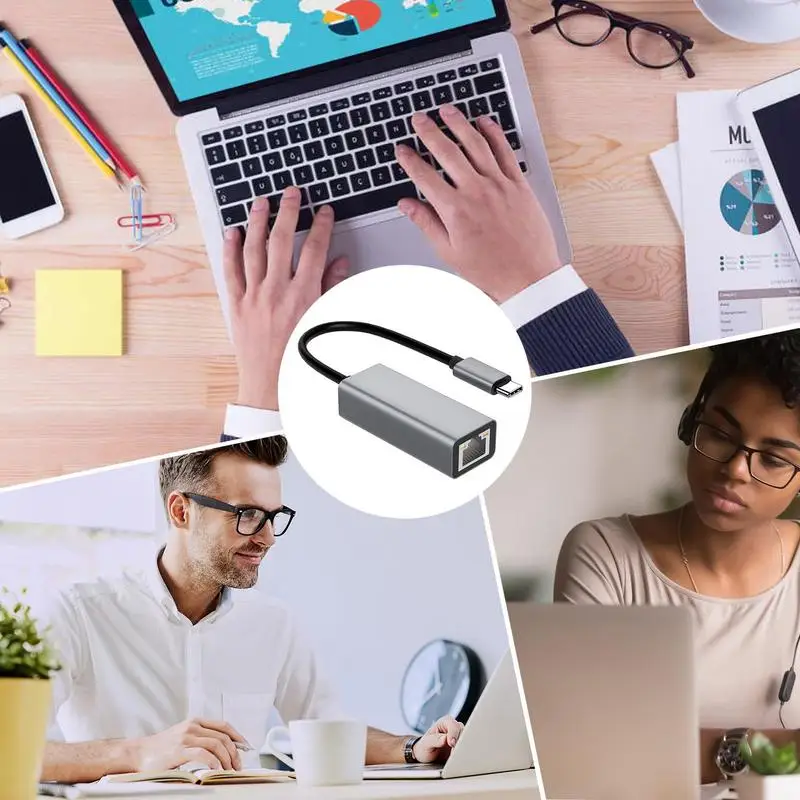 Фото Адаптер USB Type C Ethernet Сетевая карта USB Type-C к RJ45 100 Мбит/с Lan Интернет-кабель для MacBook PC Windows XP 7 8 10 LUX №4