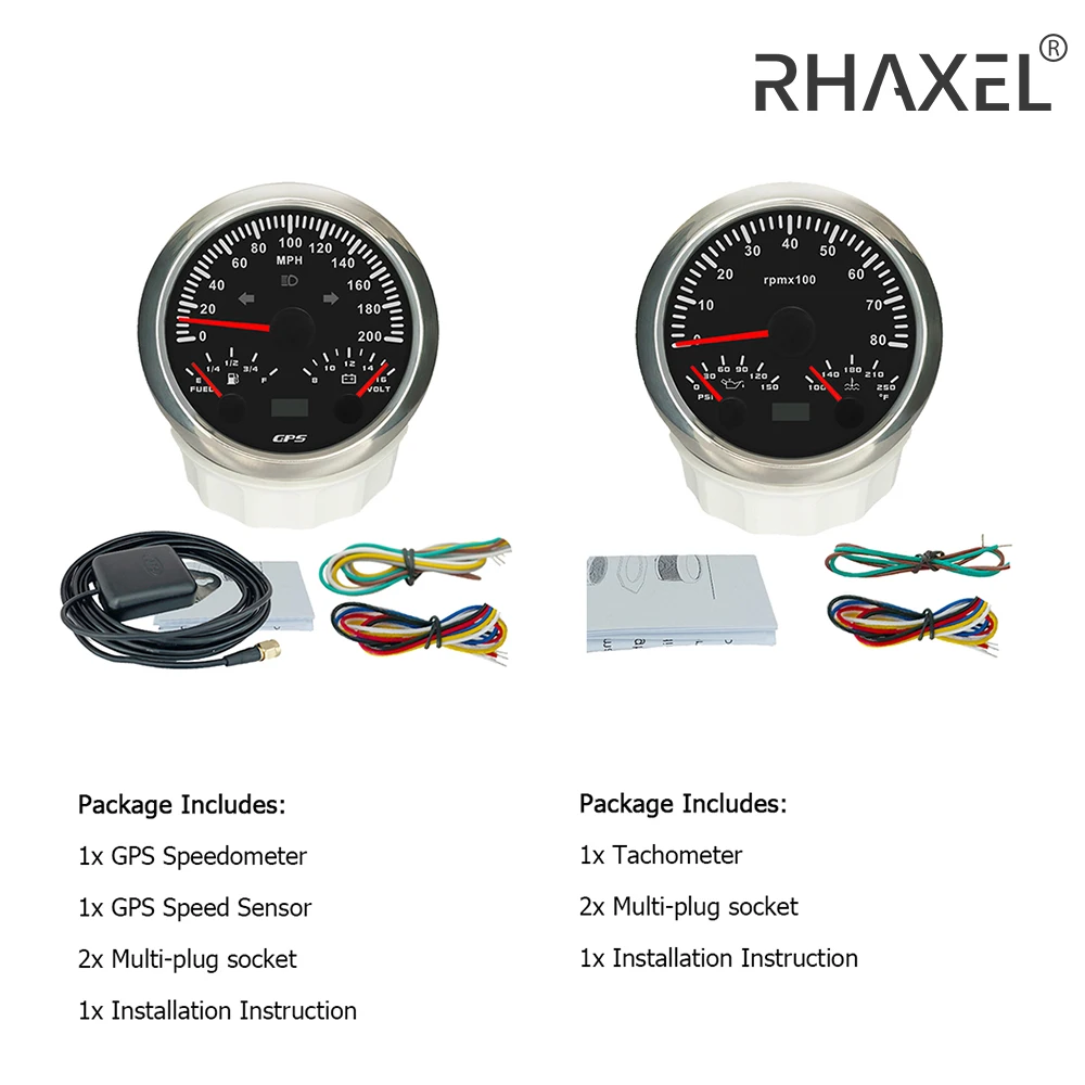 Комплект манометра RHAXEL 85 мм 3 в 1 Многофункциональный GPS Спидометр 8000 миль/ч