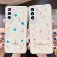 real dried flower phone case for samsung galaxy a52 a32 a72 a51 a71 a50 a70 a21s a31 a12 a42 a22 clear silicone back cover