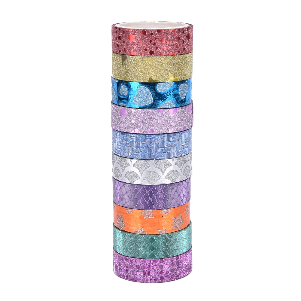 

10PCS Size 1.5cm*3m Kawaii Scrapbooking Tools DIY Stripes Gold Glitter Star Heart Japanese Paper Foil Washi Tapes Masking Tape