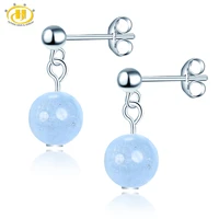 stock clearance gemstones 6mm aquamarine dance stud earrings solid 925 sterling silver fine jewelry for women best friend