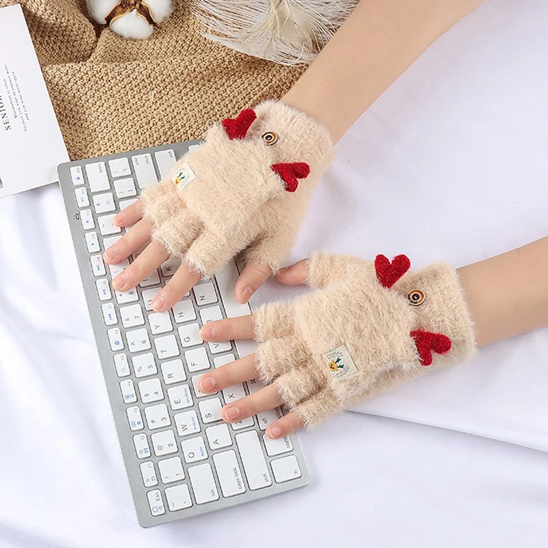 

Imitation Mink Velvet Solid Gloves Winter Women Half-finger Gloves Flip-top Gloves Warm Gloves Comfortable Soft Stylish Thick