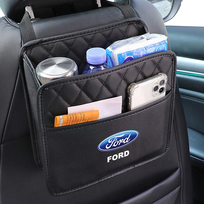 

Leather Car Styling Storage Bag Car Interior Organizer Box Stickers Accessories For Ford Focus Mk3 MK4 Party F150 Ranger Mondeo