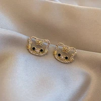 little tiger earrings openworked diamonds s925silver needle red and yellow vintage earrings korean fashion