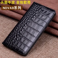 sales luxury genuine leather magnet clasp phone case for huawei nova 9 nova9 pro kickstand holster cover protective full funda