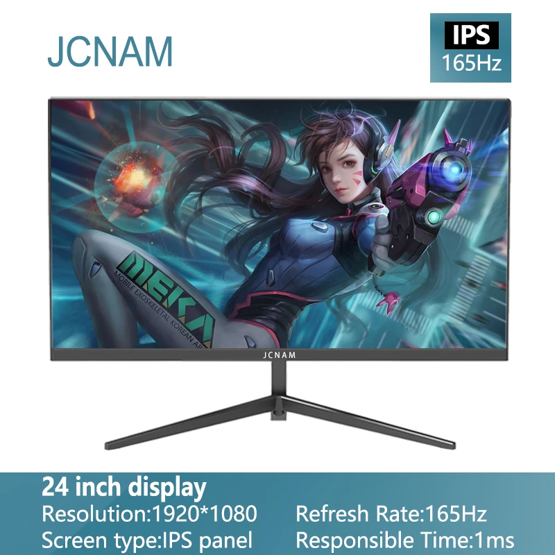 

JCNAM 24 Inch PC Gaming Monitor 165Hz Flat IPS Screen LCD Computer Display 1920*1080 HDMI/DP Compatible