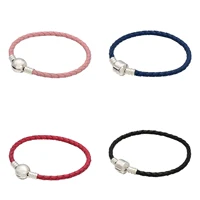 authentic 925 sterling silver moments leather ball clasp snake bracelet bangle fit bead charm diy fashion jewelry