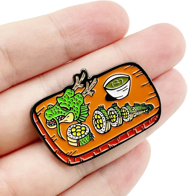 

Japanese Anime DRAGONBALL Funny Creative Enamel Pin Shenlong Sushi Brooch Metal Badge Book Wrap Ornament Pin Friends Gift