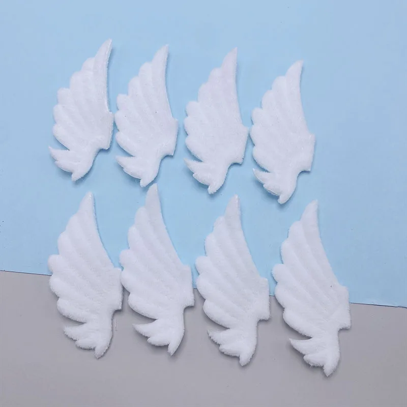 40 шт. 7x3 см Белая Двойная фетровая мягкая аппликация в виде крыла ангела для