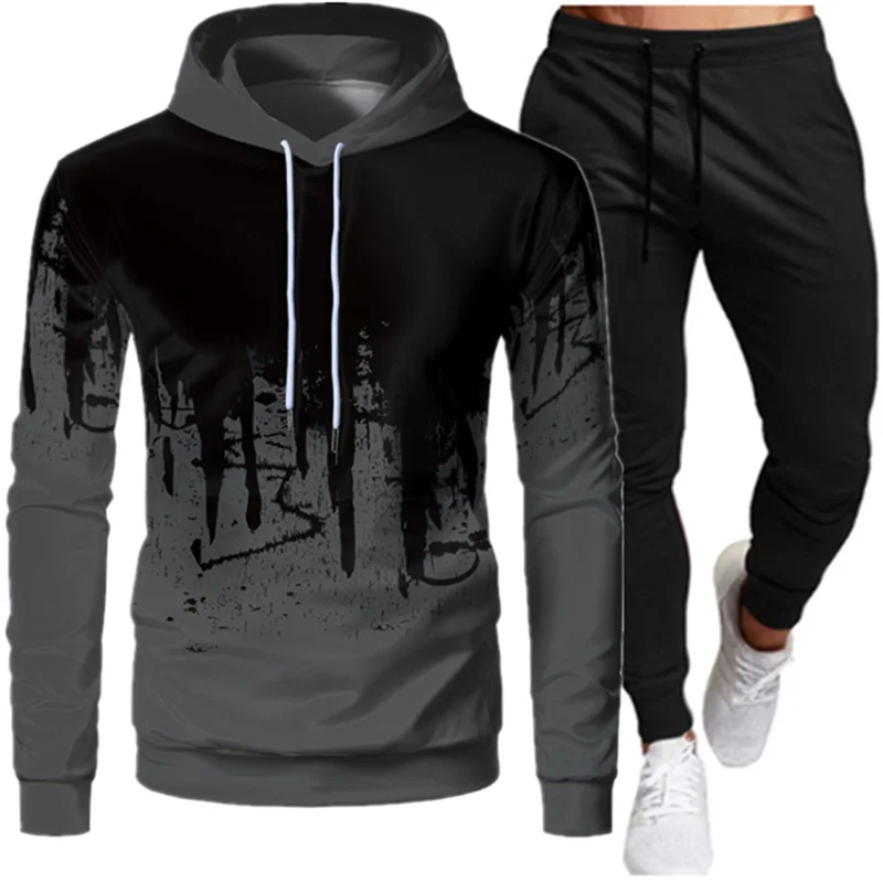 

Tracksuit Men Sets Winter Hoodies Pants 2 Piece Set 2021 Running Hoody Mens Brand Sweatshirt Sport Joggers Sweatpants Suit Male
