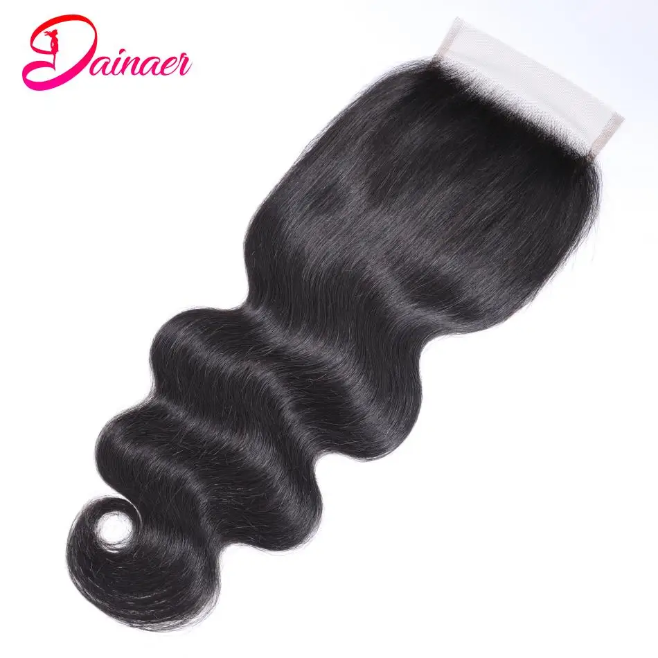 

Indian Body Wave 4x4 Closure Remy Human Hair Closure Swiss Lace Body Wave Closure Only 8-22inch Natural Clolor Dainaer Hair