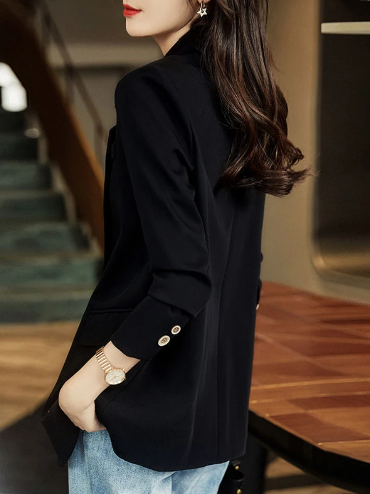 Khaki Suit Jacket Womens Spring and Autumn 2023 Korean One-button Casual Temperament Top High-grade Suit Women Clothing Jacket