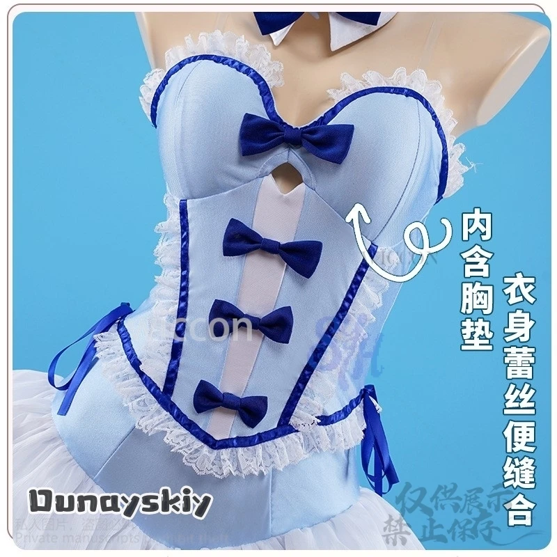 Фото Аниме My Dress Up Marin Kitagawa, карнавальный костюм Kawaii, голубой кролик, комбинезон для девочек, головной убор с кроликом, милая Лолита, Хэллоуин №5