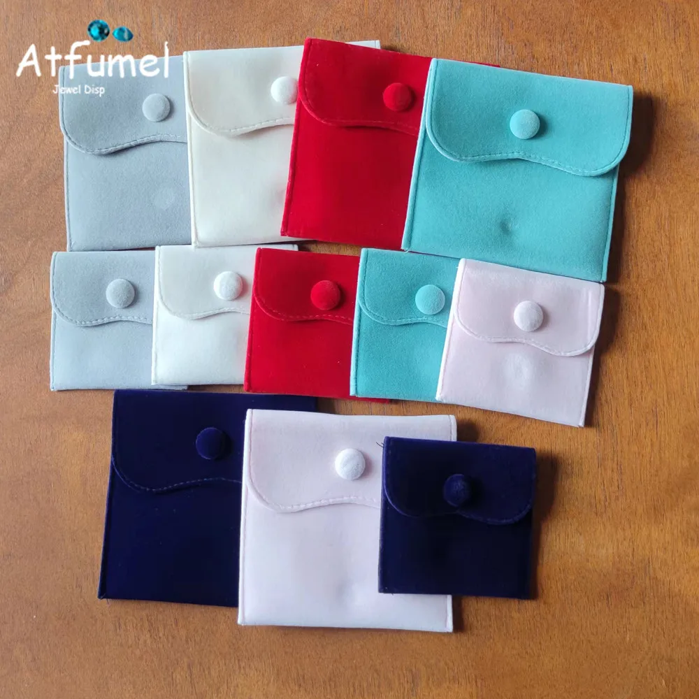 

Velvet Jewelry Packaging Bag Snap Fastener Necklace Earrings Gift Pouch Bracelet Ring Storage Bag Beads Jewelry Storage Pouch