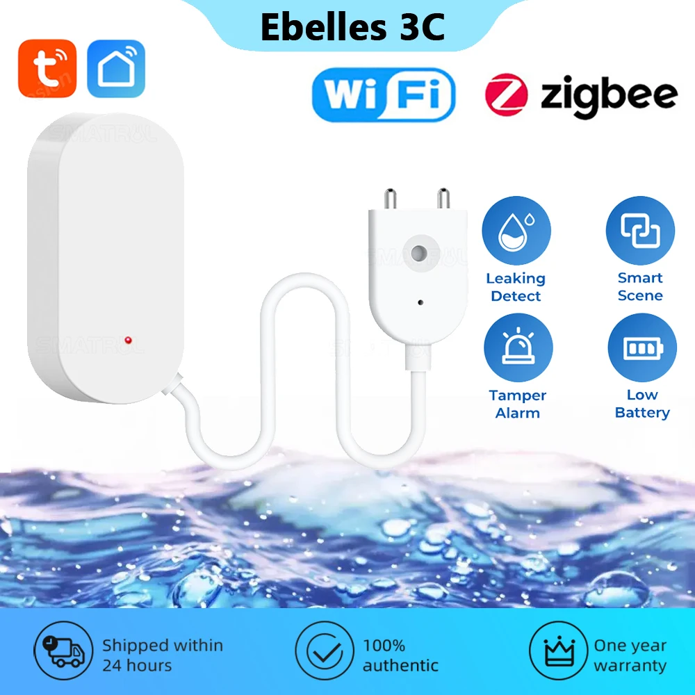

Tuya WiFi ZigBee Water Leakage Sensor Water Overflow Level Detector Smart Home Security Protection Work with Tuya Zigbee Gateway