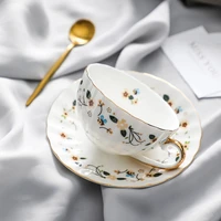 luxury ceramic cups saucer european small wedding porcelain coffee cup saucer with spoon accessories tazas drinkware dg50bd